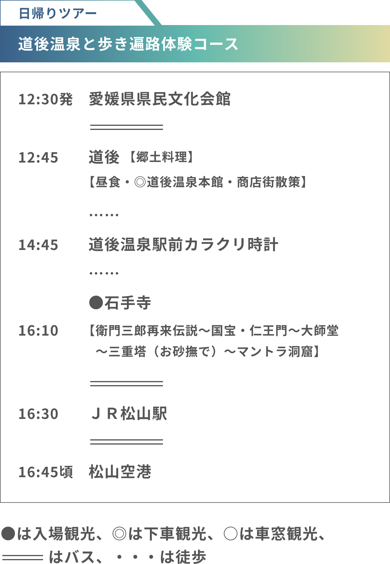 道後温泉と歩き遍路体験コース」